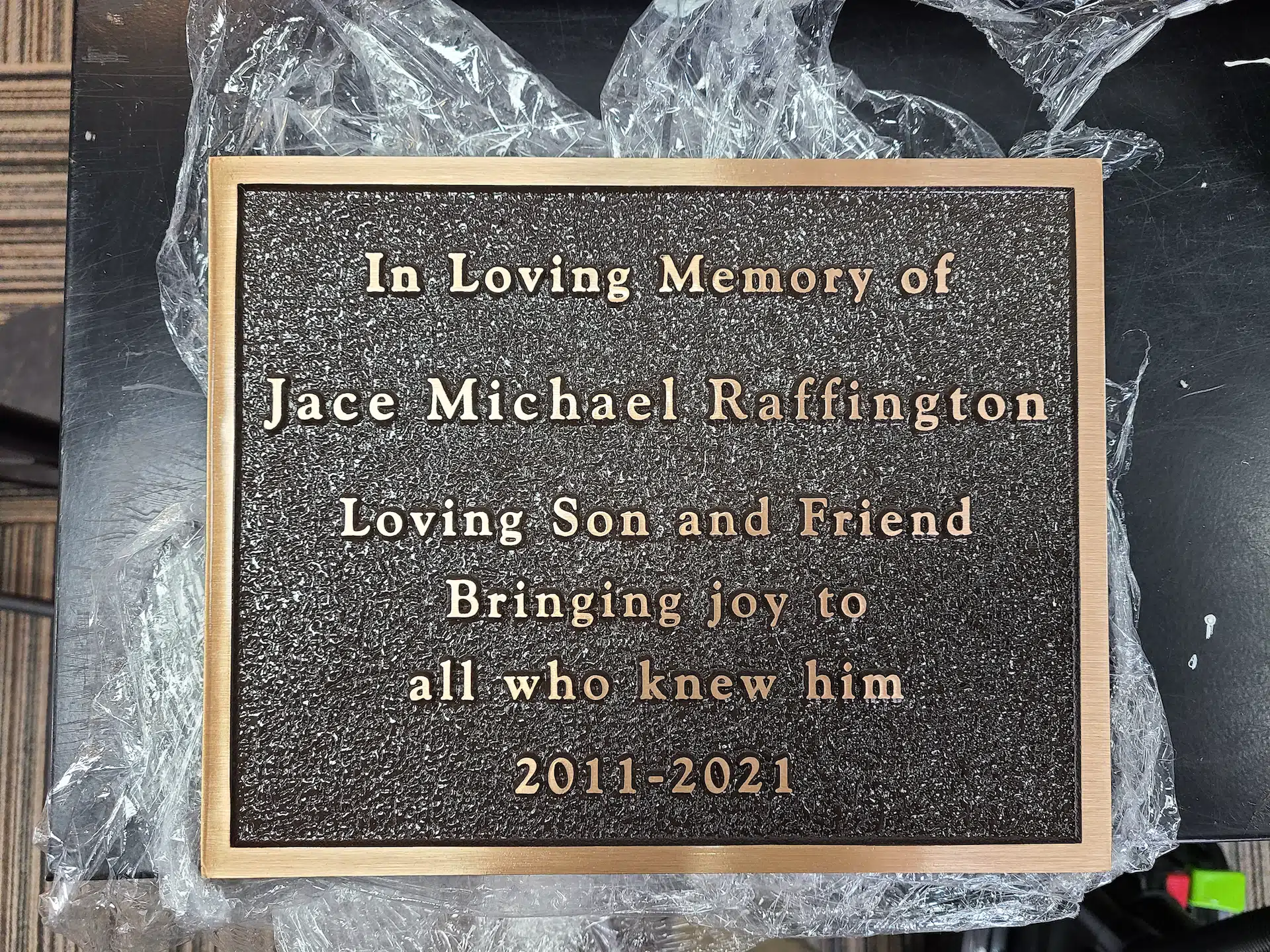 Bronze Tribute Plaque hand-carved by Tribute Plaque Shop in NJ — image 7